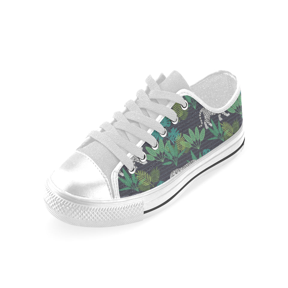 white bengal tigers tropical plant Men's Low Top Shoes White