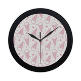 Hand drawn ice cream pattern Elegant Black Wall Clock
