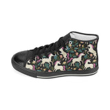 Unicorns forest background Women's High Top Canvas Shoes Black
