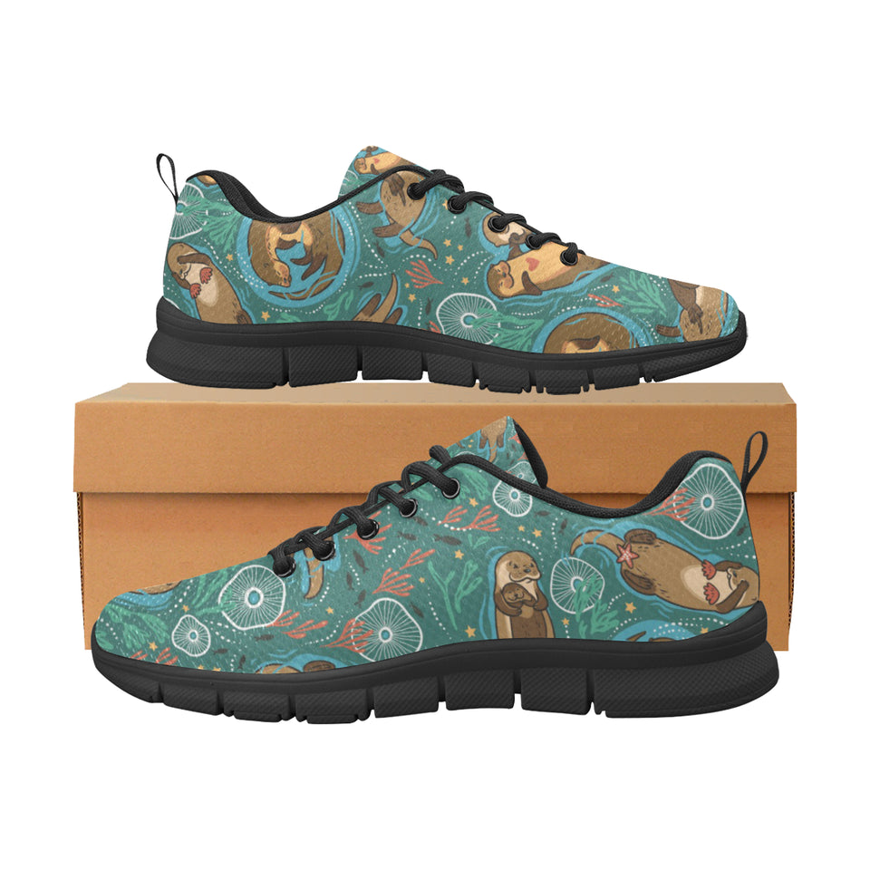 cute brown sea otters ornamental seaweed corals gr Women's Sneaker Shoes