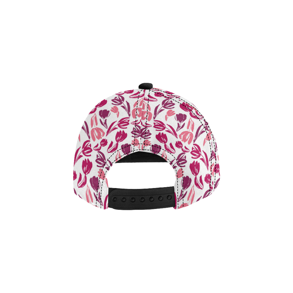 pink sketch tulip pattern All Over Print Snapback Cap