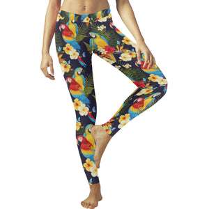 Colorful parrot flower pattern Women's Legging Fulfilled In US