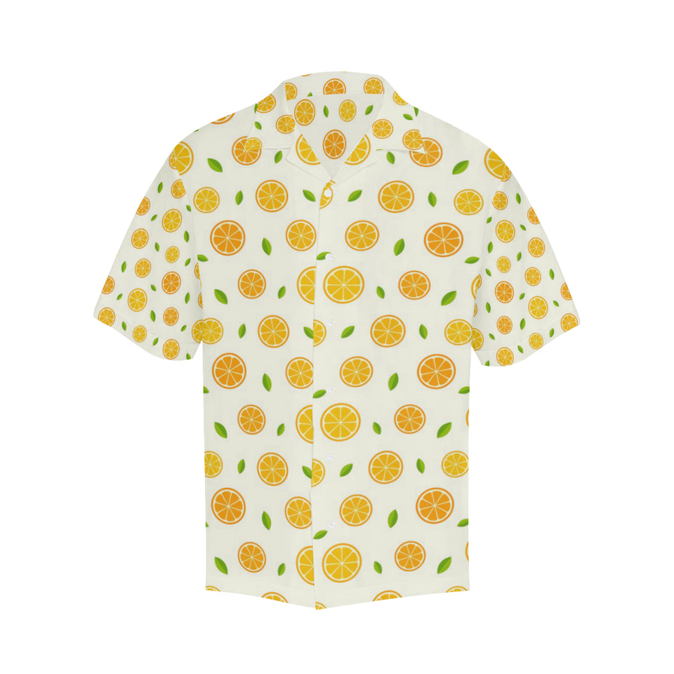 oranges leaves pattern Men's All Over Print Hawaiian Shirt