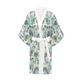 Dragonfly Butterfly Plants insect flower vintage s Women's Short Kimono Robe
