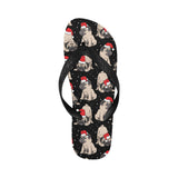 Christmas Pugs Santa_s red cap pattern Unisex Flip Flops