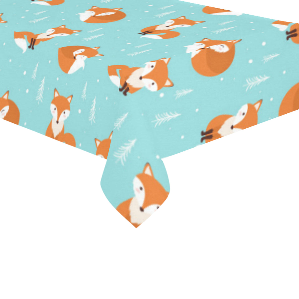 Fox pattern blue b ackground Tablecloth