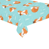 Fox pattern blue b ackground Tablecloth