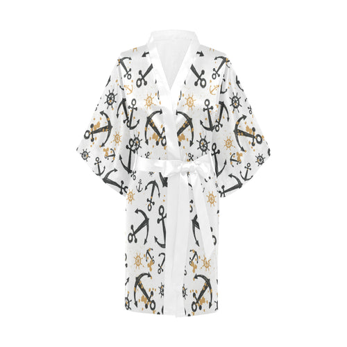 Anchors Rudders pattern Women's Short Kimono Robe