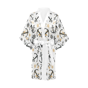 Anchors Rudders pattern Women's Short Kimono Robe