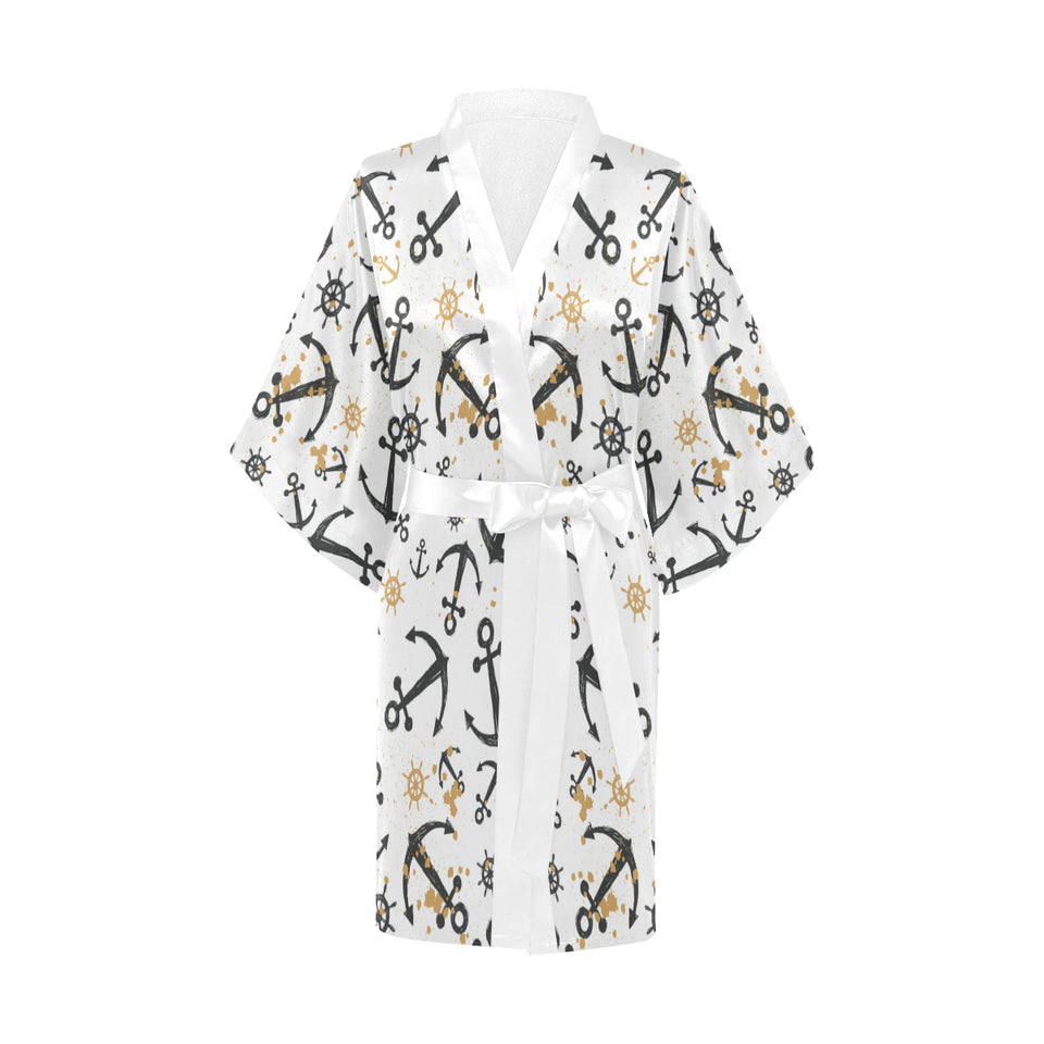Anchors Rudders pattern Women's Short Kimono Robe