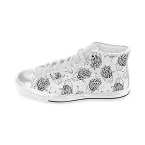 Hand drawn french fries pattern Women's High Top Canvas Shoes White