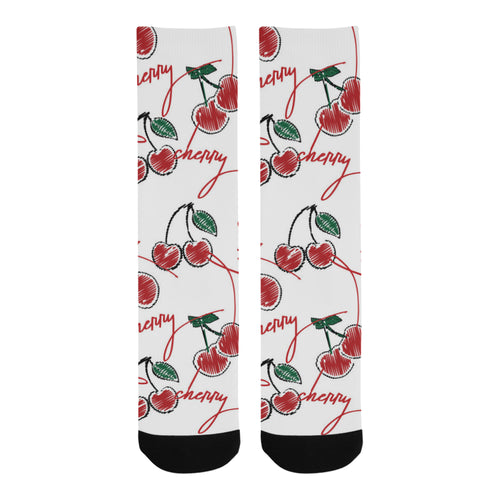 Hand drawn cherry pattern Crew Socks