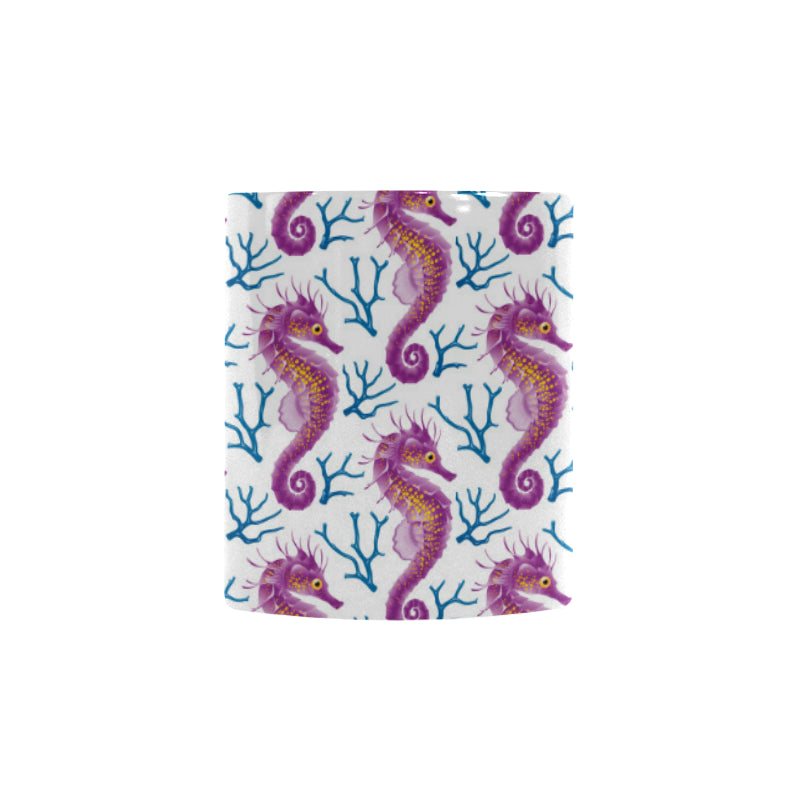 Purple seahorse blue coral pattern Morphing Mug Heat Changing Mug