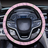 Lavender pattern pink background Car Steering Wheel Cover