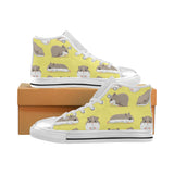 Cute Hamster pattern Women's High Top Canvas Shoes White