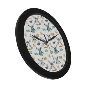 windmill pattern Elegant Black Wall Clock