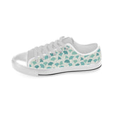 Green ginkgo leaves pattern Men's Low Top Shoes White