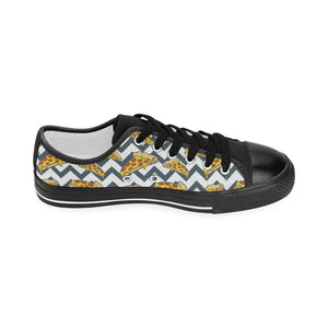 Pizza design pattern Kids' Boys' Girls' Low Top Canvas Shoes Black