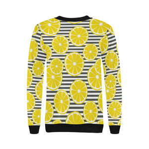 slice of lemon design pattern Women's Crew Neck Sweatshirt