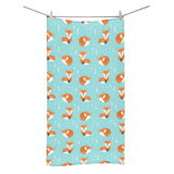 Fox pattern blue b ackground Bath Towel
