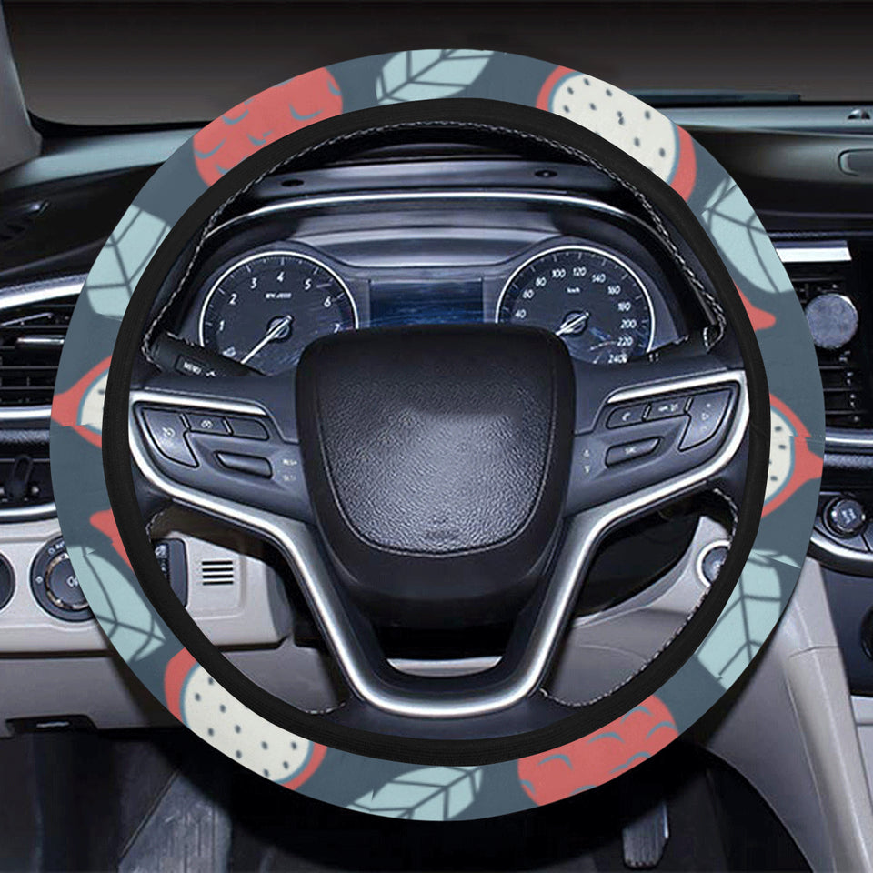dragon fruits dark blue background Car Steering Wheel Cover