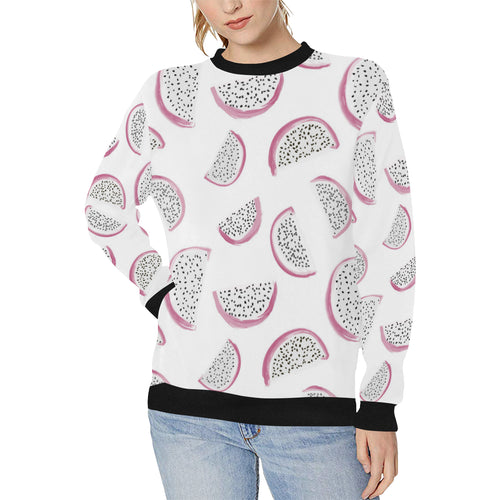dragon fruit pattern Women's Crew Neck Sweatshirt