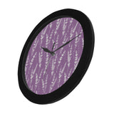 Lavender flowers purple pattern Elegant Black Wall Clock