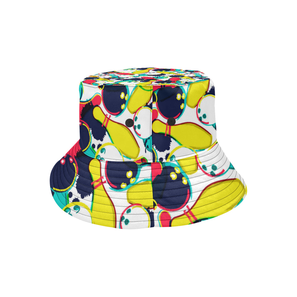 watercolor bowling ball pins Unisex Bucket Hat