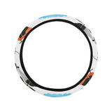 Watercolor helicopter cloud pattern Car Steering Wheel Cover