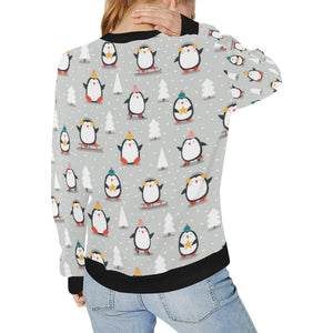 Cute Penguin christmas pattern Women's Crew Neck Sweatshirt