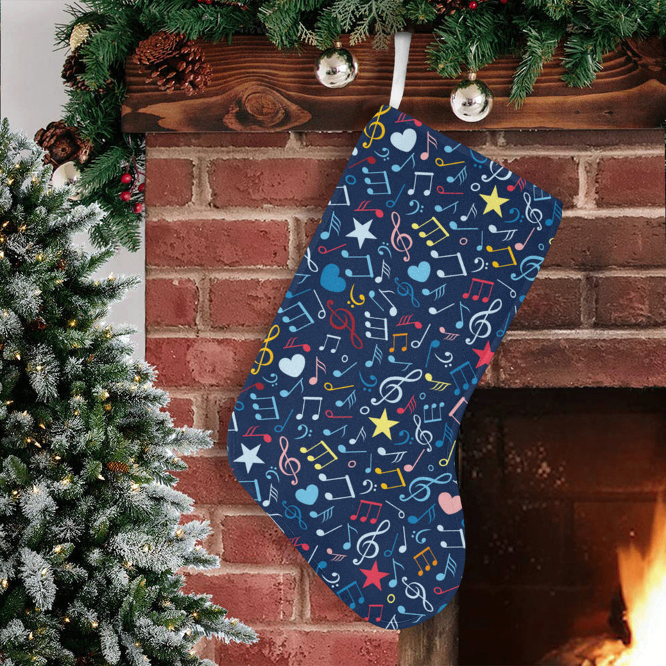 Music Notes Pattern Print Design 03 Christmas Stocking