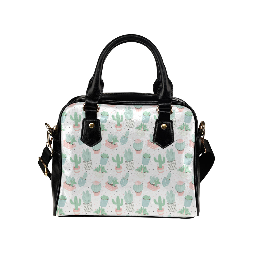 Pastel color cactus pattern Shoulder Handbag