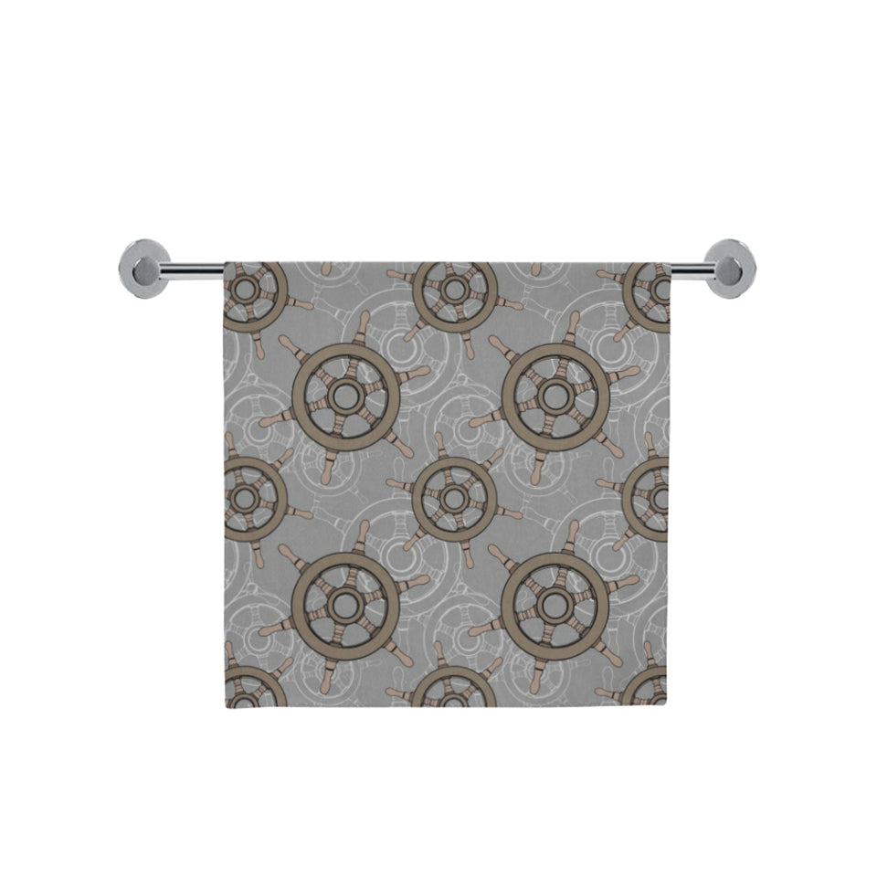 nautical wood steering wheel pattern Bath Towel