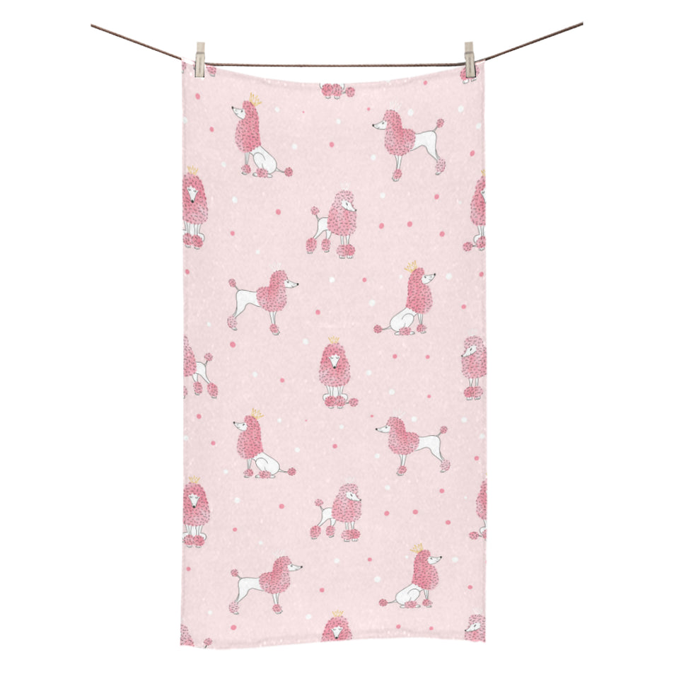 Poodle dog pink color theme Bath Towel