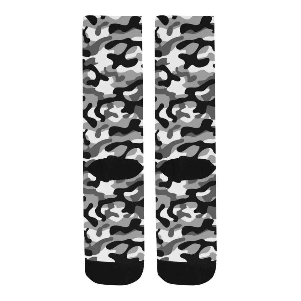 Black white camouflage pattern Crew Socks