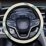 Bonsai bamboo stork japanese pattern cream theme Car Steering Wheel Cover