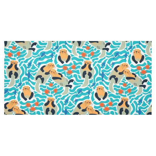 Cute sea otters fishe sea urchin pattern Tablecloth