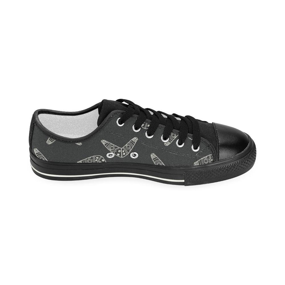 Hand drawn boomerang Australian aboriginal ornamen Kids' Boys' Girls' Low Top Canvas Shoes Black