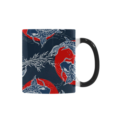 Koi Fish Carp Fishs hand drawn japanese art Morphing Mug Heat Changing Mug