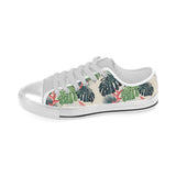 heliconia flowers, palm and monstera leaves Men's Low Top Shoes White