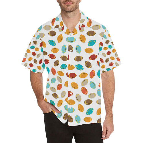 Colorful american football ball pattern Men's All Over Print Hawaiian Shirt