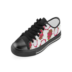 dragon fruits white background Kids' Boys' Girls' Low Top Canvas Shoes Black