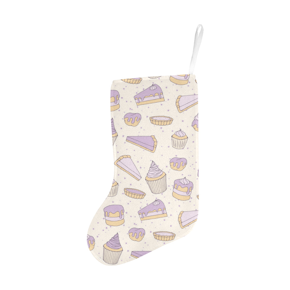 Cakes pies tarts muffins and eclairs purple bluebe Christmas Stocking