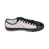 Watercolor pink heart pattern Women's Low Top Canvas Shoes Black