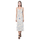 Cute sushi icon pattern V-Neck Open Fork Long Dress