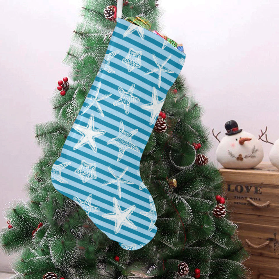 Starfish blue blackground Christmas Stocking