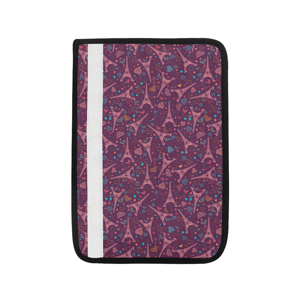 Eiffel Tower Heart Pattern Print Design 04 Car Seat Belt Cover
