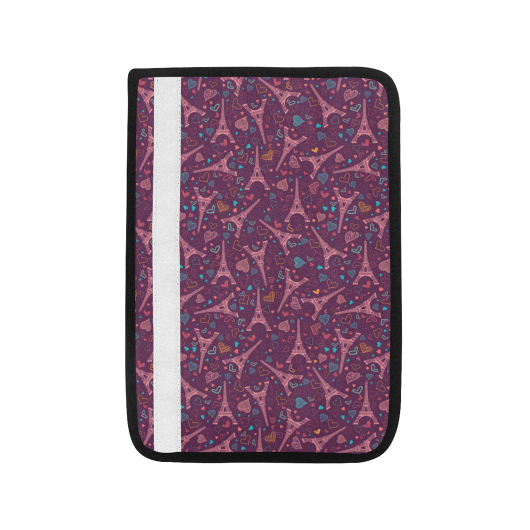 Eiffel Tower Heart Pattern Print Design 04 Car Seat Belt Cover