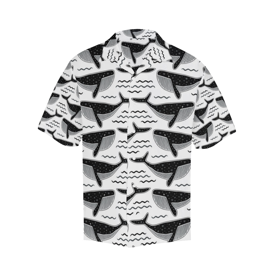 Black whale pattern Men's All Over Print Hawaiian Shirt