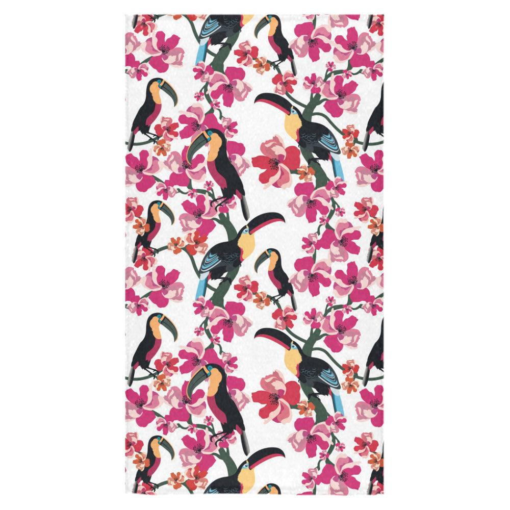 Toucan flower design pattern Bath Towel